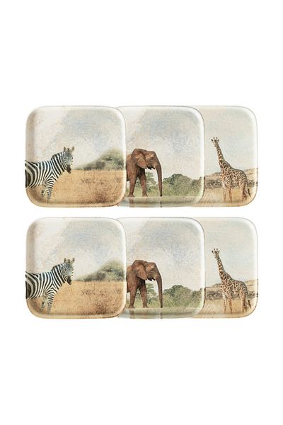 Mudo Concept Wild Square 22cm Plate Set - Pack of 6