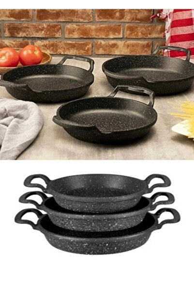 Marifesto 3 Lü Döküm Granit Sahan Tava Seti 18/20/22 Cm