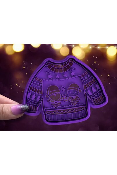 3DŞehri Yılbaşı Kazağı Kurabiye Kalıbı | 8 CM