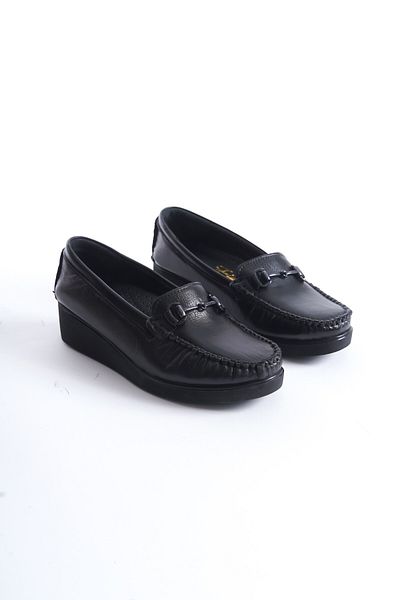 Modabuymus Taap Black Genuine Leather Anatomical Buckle Lightweight Comfortable Young Mother Shoes