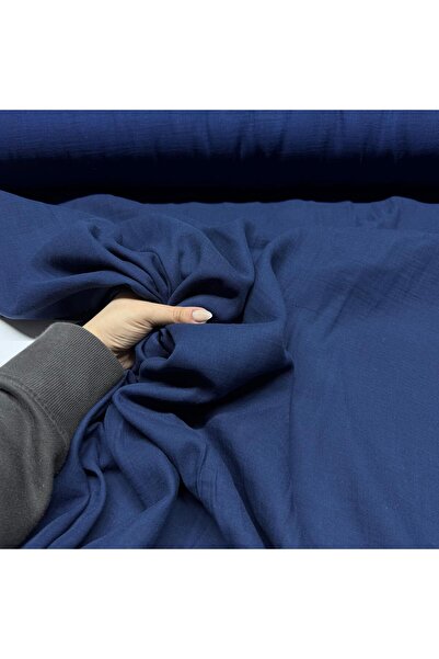 Yaren Ülker Müslin Kumaş Çift En %100 Pamuk Lacivert Renk Çift Katlı Müslin
