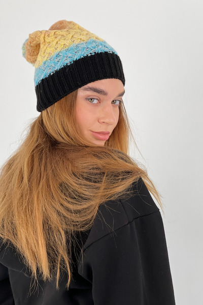 Miss Poem Colorful Knitted Patterned Beret