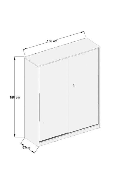 AEKA Ae-4001 Zambak Sürgülü Dolap Çok Raflı Çekmeceli Askılı Çam Kasalı (Beyaz-Beyaz Kapaklı) Gardırop