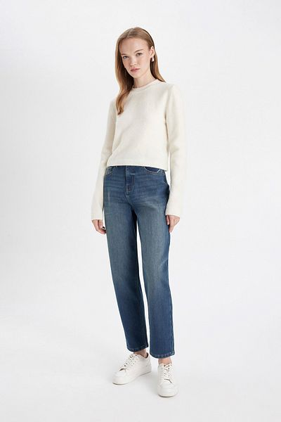 DeFacto Pantaloni de spălat blugi Comfort Mom cu talie înaltă până la gleznă D1403ax24wn
