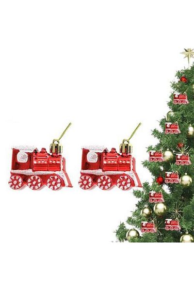 Parti Dükkanım Christmas Ornament Red Train 2 Pieces
