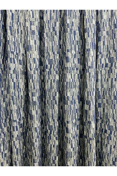 Taç Blue Detailed Aqua Green Floor Background Curtain 1/3 Close Pleat