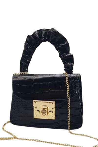 AREGA Siyah Çapraz Gold Zincir Askılı Mini Kız Çocuk Çantası