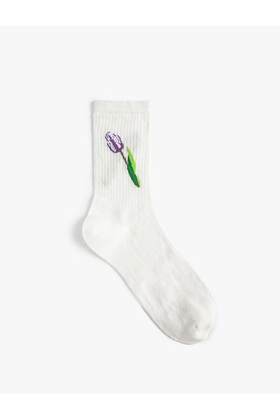 Koton Embroidered Floral Socket Socks