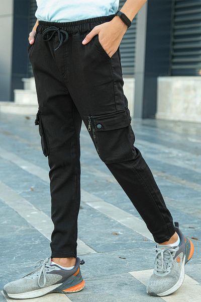 Zaziko Kids Boy's Elastic Waist Pocket Cargo Pants Pnt.5156-Z