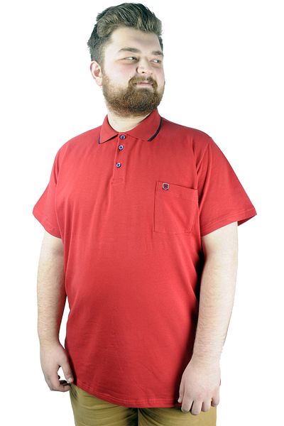 ModeXL Mode Xl Μπλουζάκι μεγάλου μεγέθους Polo Lycra Single Jersey με τσέπη 21558 Claret Red