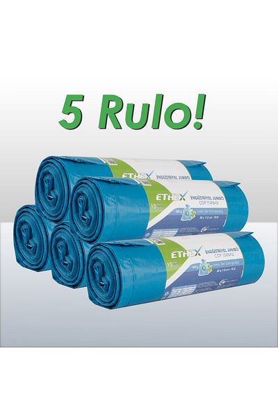Ethex Industrial Jumbo Size Garbage Bag (10 Pieces 500Gr 80 X 110cm 90Lt Blue 5 Rolls)