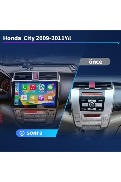 Honda City 2009-2011Yıl Kablosuz Carplay/gps/NavigasyonGeri vites arka görünümü ile/9 Inç/4+64GB