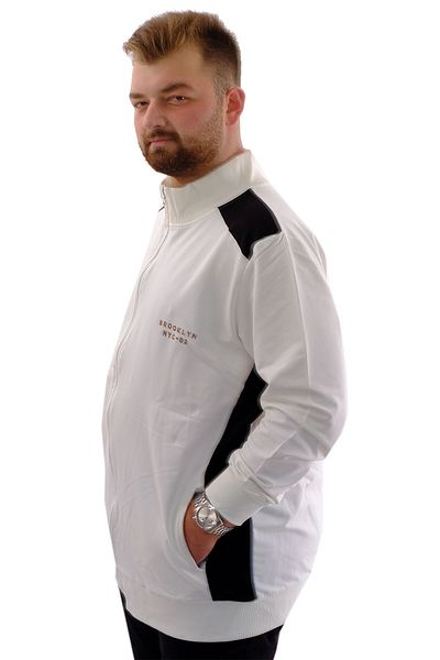 ModeXL BROOKLYN U24522 - Ανδρική φόρμα εκρού, γιακάς και φερμουάρ, μεγάλο μέγεθος XL