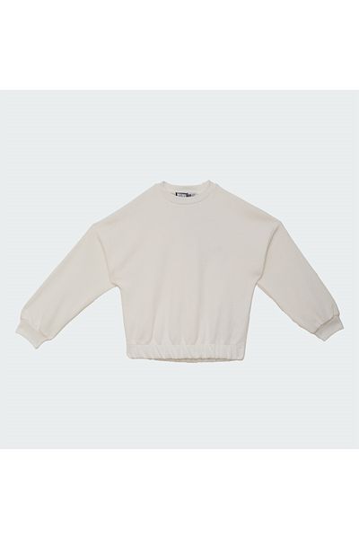 mumuko Girl's Crop Sweatshirt Ecru Color 100% Cotton