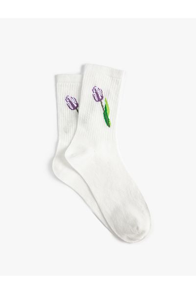 Koton Embroidered Floral Socket Socks