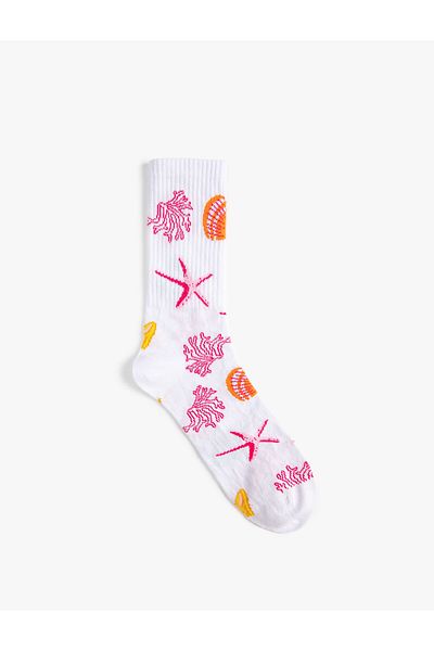 Koton Socket Socks Sea Themed Embroidered