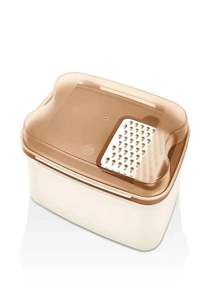 VİP AHMET Clear Copper Lid Storage Container with Grater - Fairy Tale Cream, Salad Container with Board 4500ml