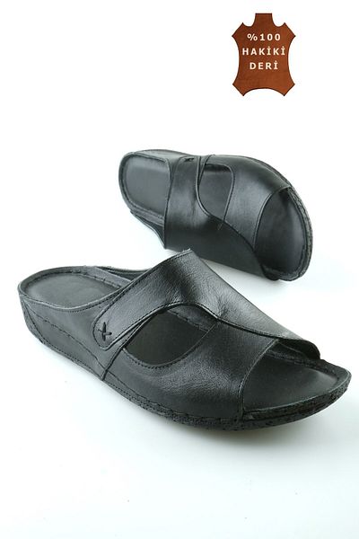 The Dortex Shoes Γυναικείες ορθοπεδικές γνήσιες δερμάτινες παντόφλες με σφήνα τακούνι Gökcen