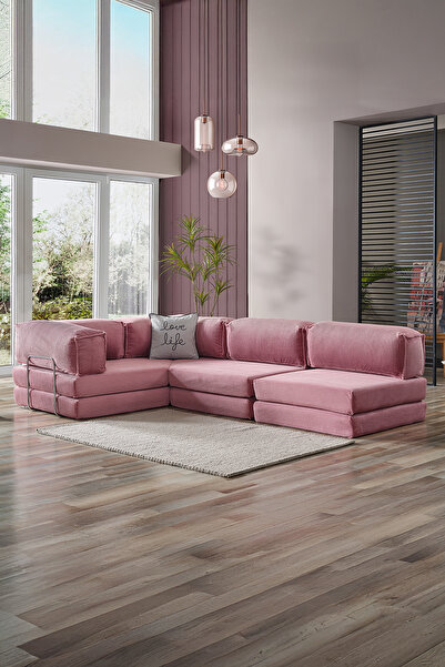 Doqu Home Living Fonksiyonel Köşe Koltuk Cosmo Pembe