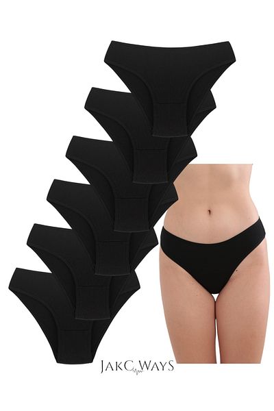 JAKC WAYS Pack of 6 Black Women's Bikini Panties - Cotton and Stretchy