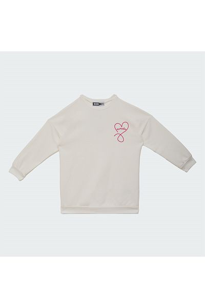 mumuko Girl's Printed Sweatshirt Ecru Color 100% Cotton