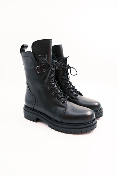 Tenau Μαύρα γυναικεία μποτάκια από γνήσιο δέρμα