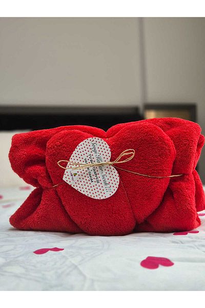 Lider MAGNESİA Leader Magnesia Silvery Fleece Single Personal Blanket and Heart Pillow Set