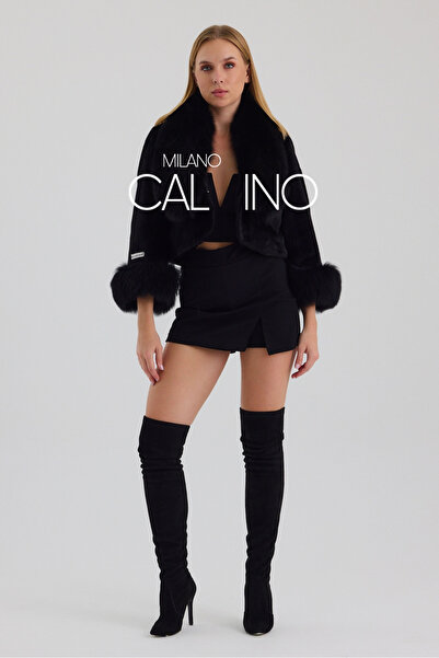 Milano Calvino Kürklü Alcantara Kısa Ceket