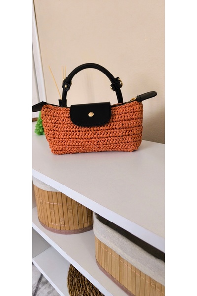 Knittingworld Longchamp çanta rafya çanta hasır çanta örgü çanta kağıt ip çan...