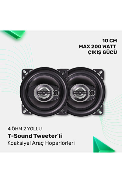 C9 T-Sound 10 cm 200 Watt Çıkış Gücü 4 Öhm 2 Yollu Terrter'li Kaaksiyel Araç ...