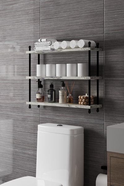 AYMOBSAN İnci Klozet Arkası Çok Amaçlı Banyo Düzenleyici, Klozet Üstü Raf Ve Organizatör, 60 cm