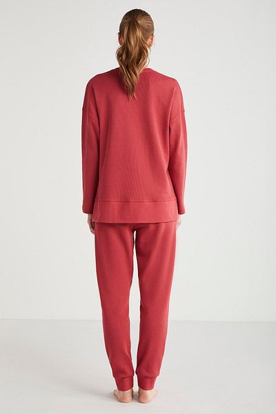 Catherine's Women's Long Sleeve Burgundy Pajamas Suit C1T3N6O2