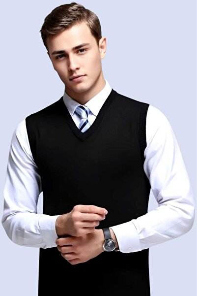 Mood Agenda Мъжки плетен пуловер с v-образно деколте, който не се надрасква Мъжки тесен пуловер