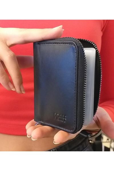 Praff 260503 Унисекс прозрачен картодържател от естествена кожа и картодържател с цип и отделение за банкноти