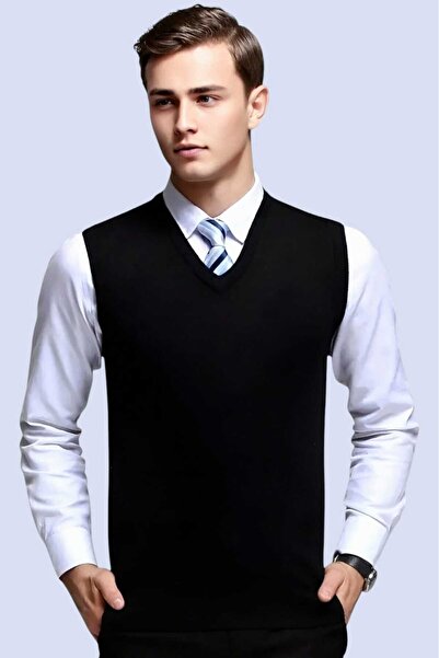 Mood Agenda Мъжки плетен пуловер с v-образно деколте, който не се надрасква Мъжки тесен пуловер