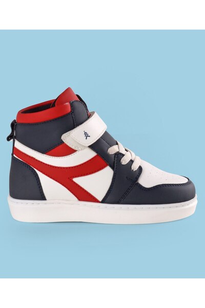 Pine kids Velcro Closure Sneakers Shoes - White & Red