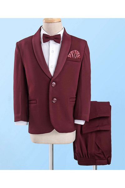 Babyhug Woven Full Sleeves Party Suit With Bow - Purple
