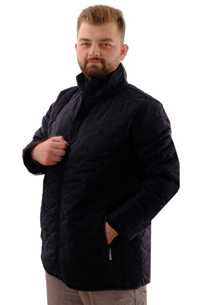 ModeXL Mode XL Large Size Ανδρικό παλτό με καπιτονέ γιακά U24609 Μαύρο