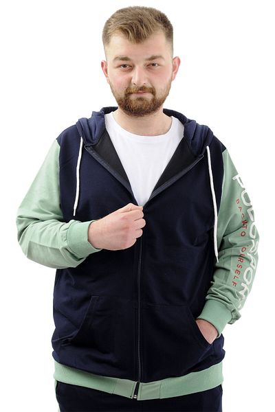 ModeXL Ανδρική αθλητική φόρμα φόρμας - Plus Size, Φούτερ με φερμουάρ, Navy U24523