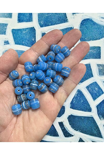 Flea Market خرزة زجاجية هندية ناعمة باللون الأزرق (10 قطع)