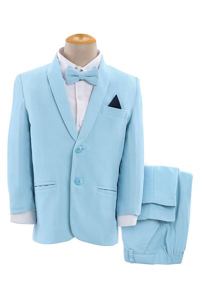 Babyhug Full Sleeves Classic Stretch Fit Party Suit Bow - Blue & White