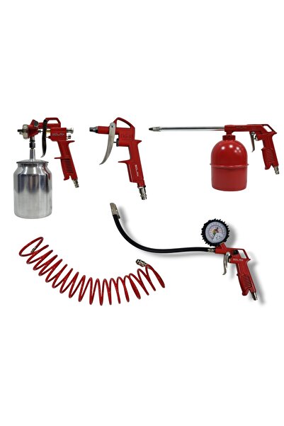 Solax 5'li Kompresör Seti, Boya Tabancası, Şişirme, Püskürtme, Yıkama Tabancası, Hortum