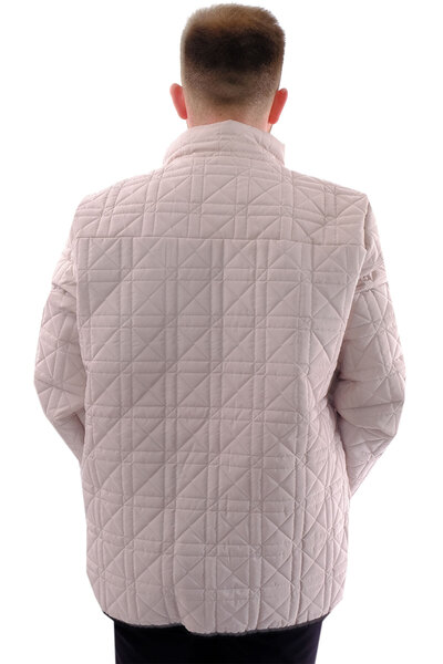 ModeXL Ανδρικό Μπεζ καπιτονέ παλτό μεγάλου μεγέθους - Stand Collar U24601