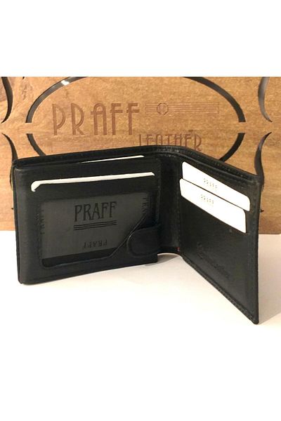 Praff P8060 Men's Genuine Leather Inside Snap Horizontal Multi-Compartment Wallet