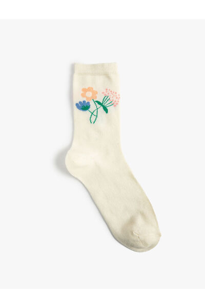 Koton Cotton Blended Floral Pattern Socks