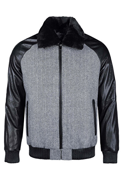 Tamer Tanca Men's Genuine Leather Black Leather Coat