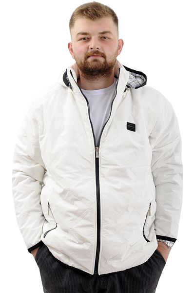 ModeXL Ανδρικό καπιτονέ παλτό με κουκούλα - Mode XL, Plus Size, Ecru U24606