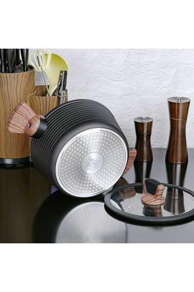 Fissman Stockpot w/ Glass Lid Aluminum Diamond Series Series Non-Stick Coating 20x10cm/2.6LTR