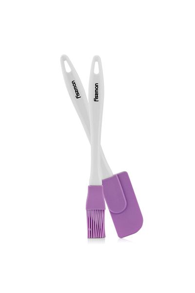 Fissman Silicone Spatula and Oil Brush Set, Heat Resistant Pastry Set for BBQ, Grilling (Purple)