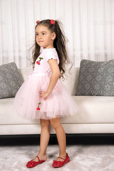 QUESHMA Mobile Cherry Lined Tulle Tutu Girl's Dress